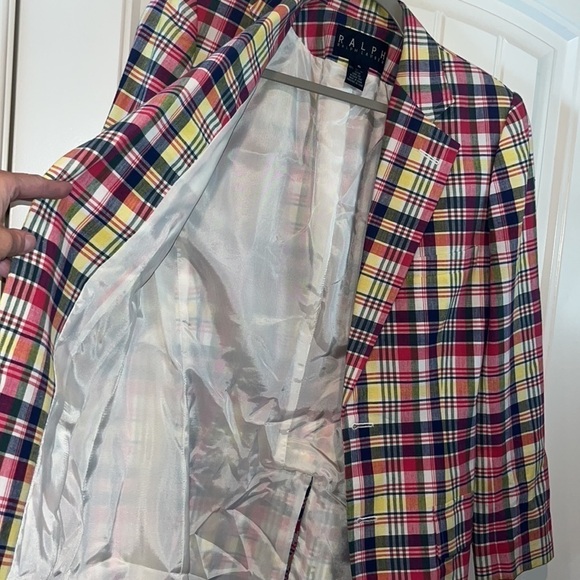 RALPH Ralph Lauren colorful cotton plaid button blazer preppy country club sz 6 - Picture 12 of 12